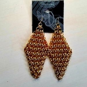 Mandee Gold Tone Large Dangle Drop Earrings